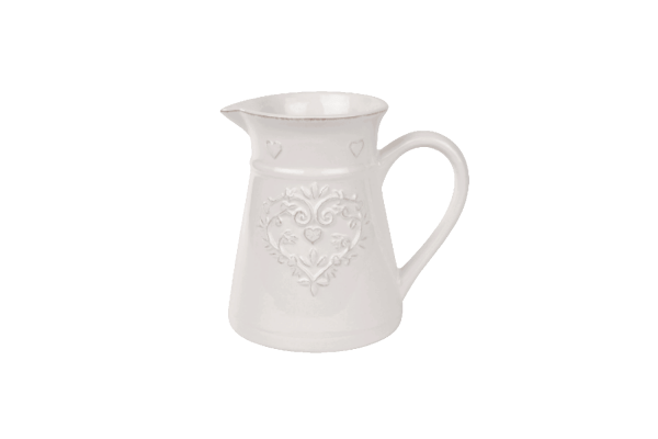 White Ornate Heart Jug