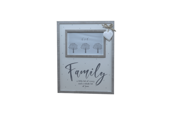 Family Picture Frame With Wooden Heart