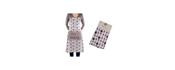 Quirky Sheep Apron - 'Ewe's Cooking' Design - 100% Cotton, Size 69cm x 95cm